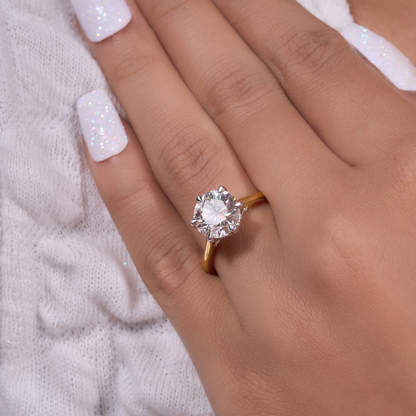 3 Ct Round Brilliant Moissanite Ring