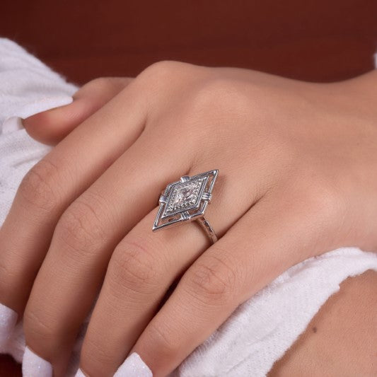 kite cut Moissanite vintage Ring