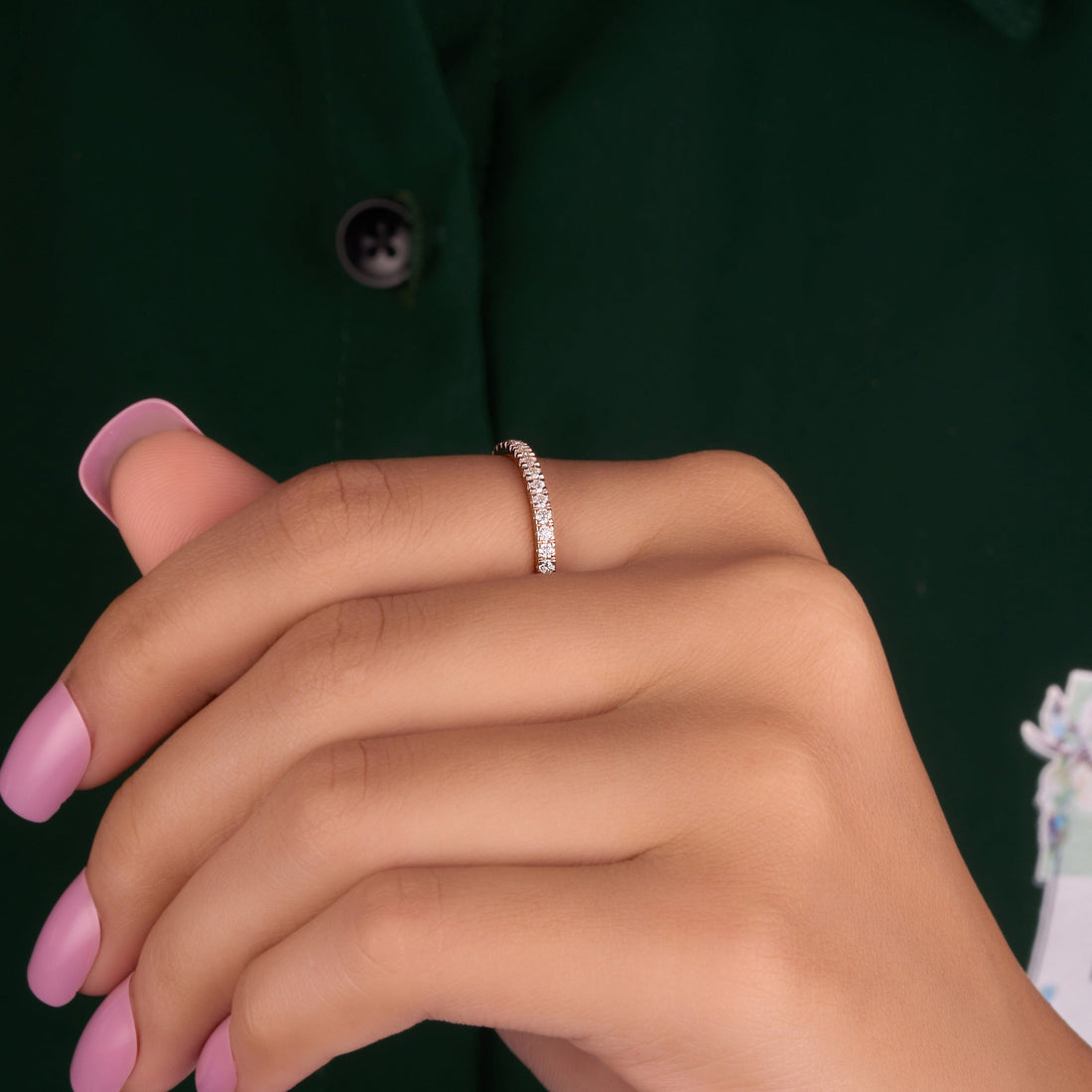 Rose Gold Full eternity Moissanite Band