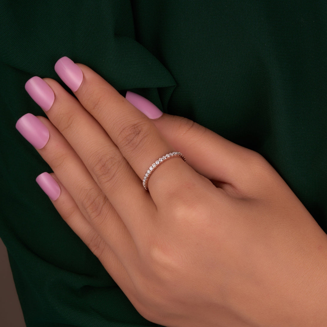 Rose Gold Full eternity Moissanite Band