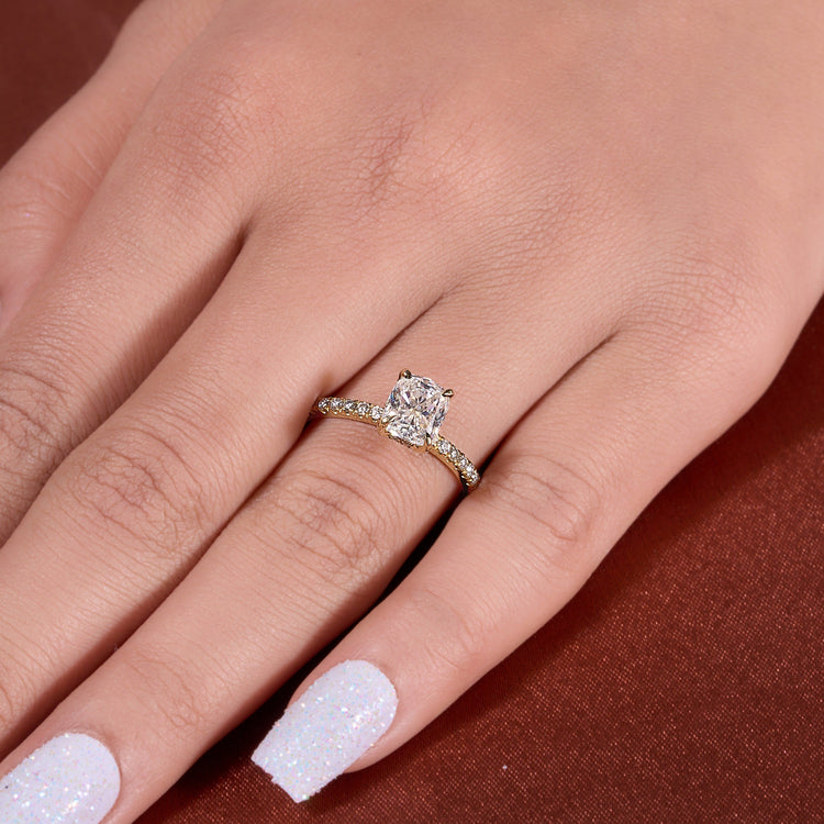 Elongated Cushion Cut Ring