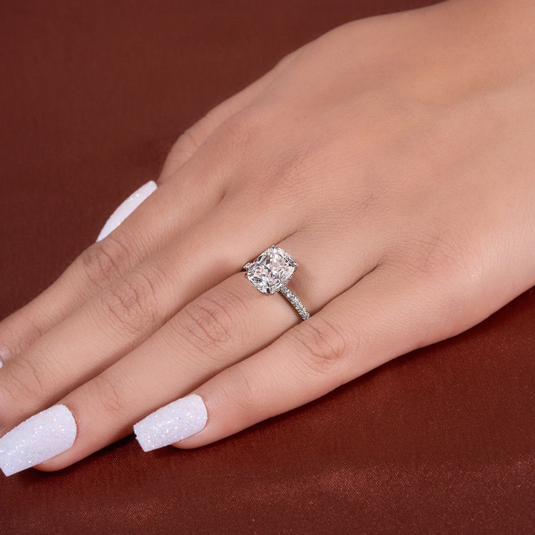 Cushion Cut Moissanite Engagement Ring