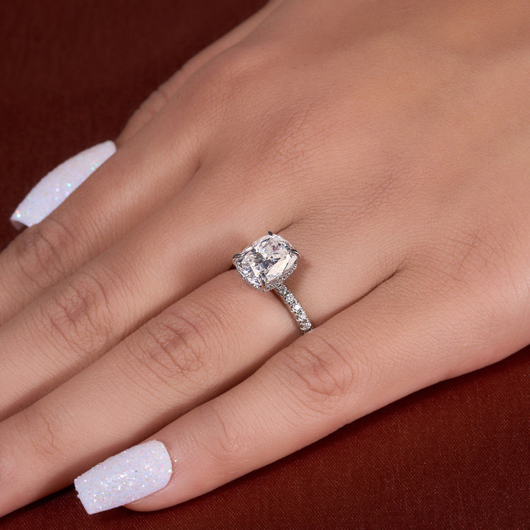 3.02 Ct Cushion Cut Moissanite Ring