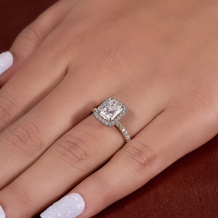 Radiant Crushed  Cut Moissanite Ring