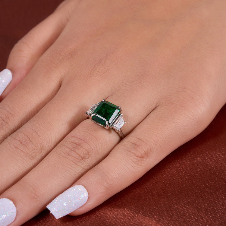 Three Stone Emerald Cut Ring