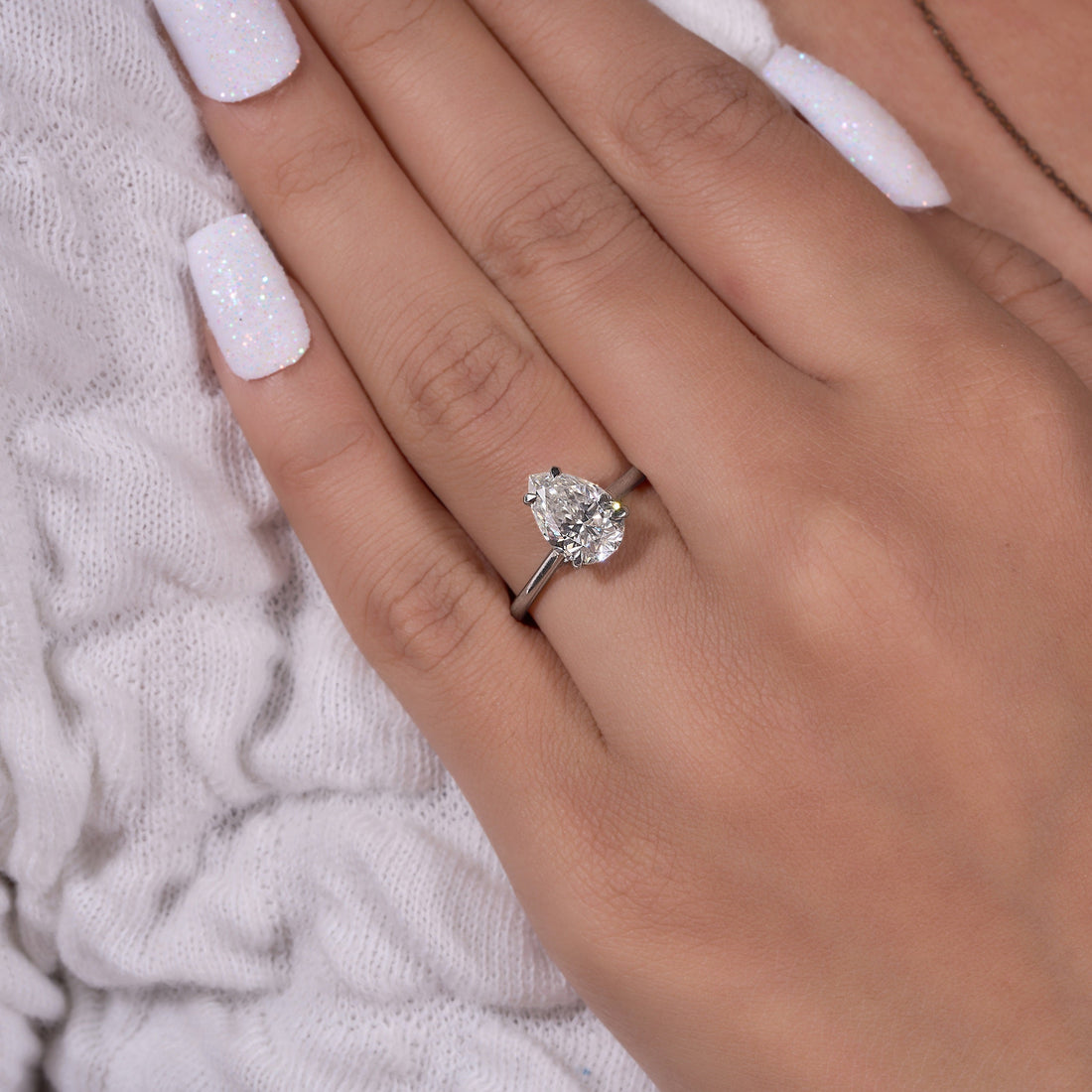 Pear Cut Moissanite Engagement Ring