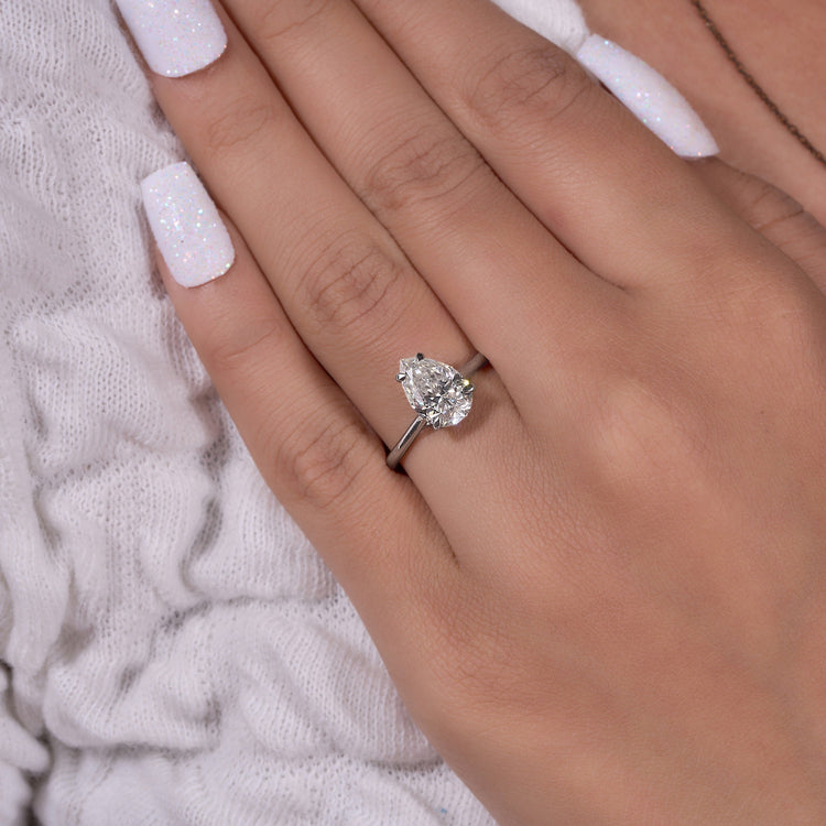 Pear Cut Moissanite Engagement Ring