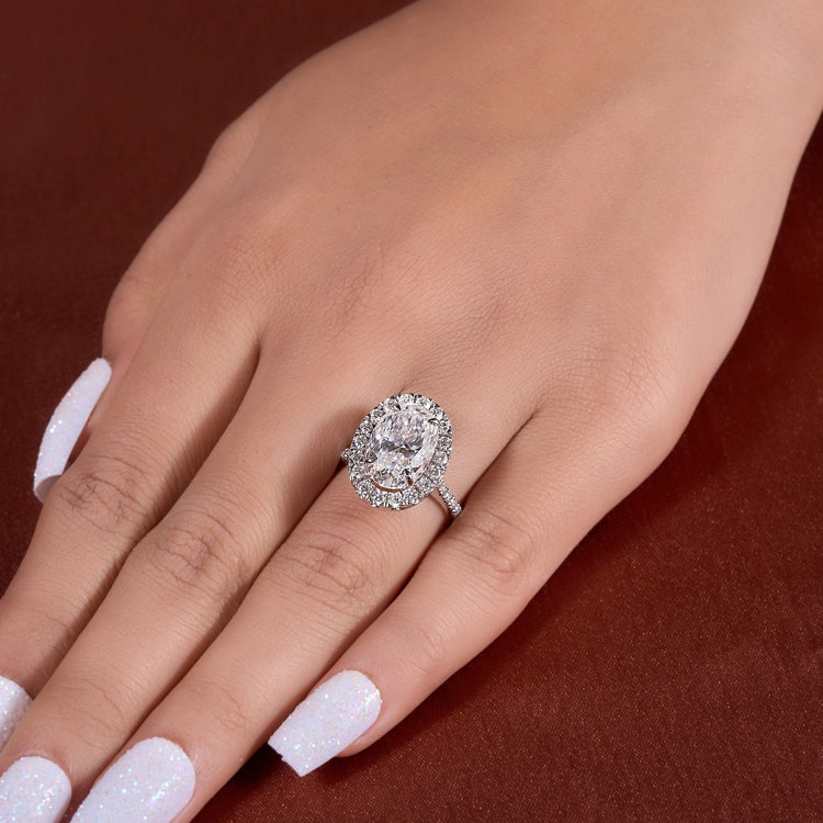 Ice Crushed Oval Cut Moissanite Ring