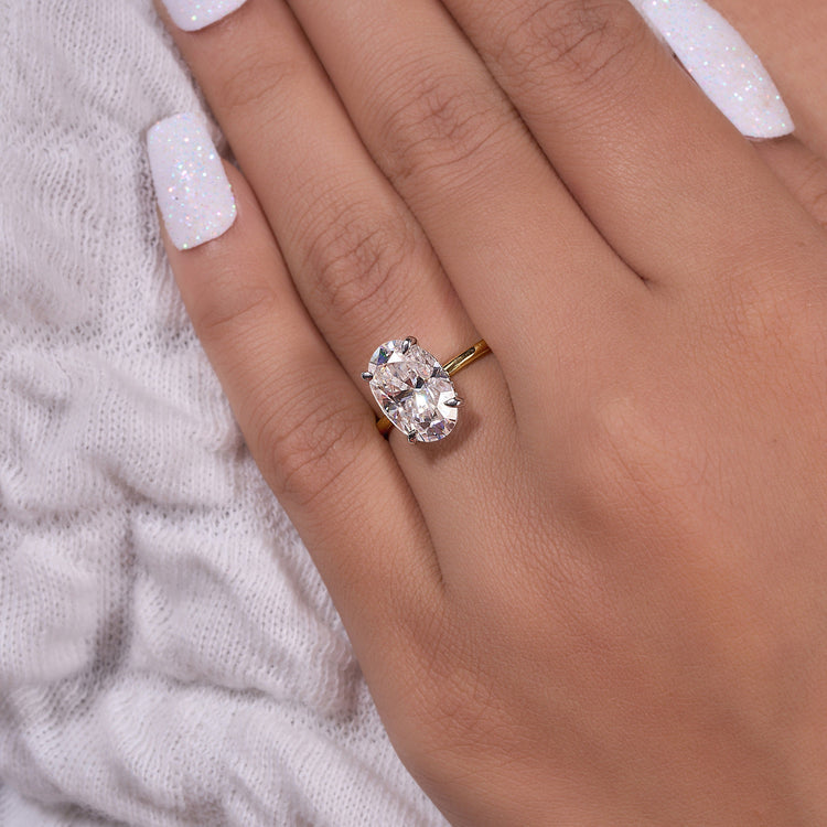 Crushed Oval Moissanite Ring