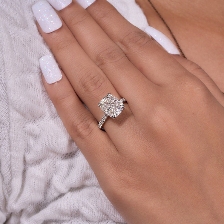 3.20 Ct Cushion Moissanite Ring