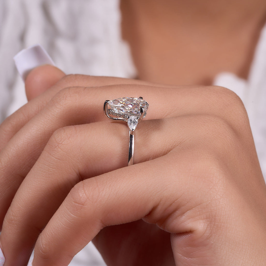 Pear Cut Moissanite Ring